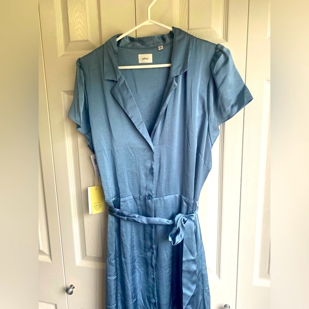 NWT Aritzia Wilfred Shirt Satin button-up shirt dress - Picture 6 of 11